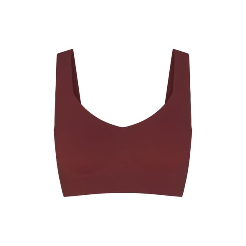 SKIMS Naked Plunge Wireless Longline Bra in oxblood NEW with tags size large